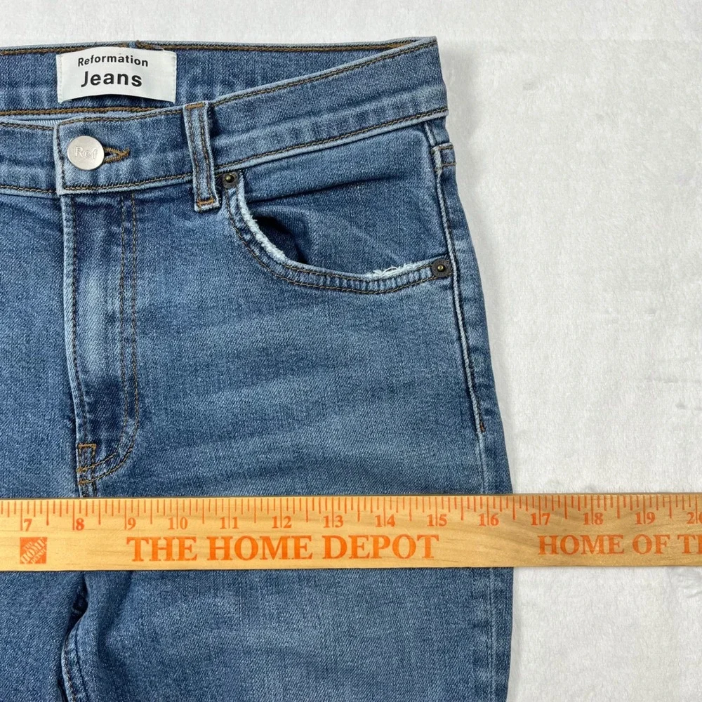 Reformation Mid Skinny Jeans Womens 26x29 Blue Rhine Wash Stretch Made in USA - Picture 14 of 14